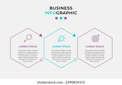Vector Infographic design business template with icons and 3 options or steps, square design or diagram