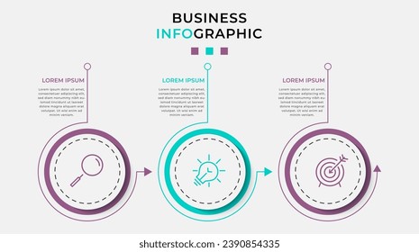 Vector Infographic design business template with icons and 3 options or steps, square design or diagram