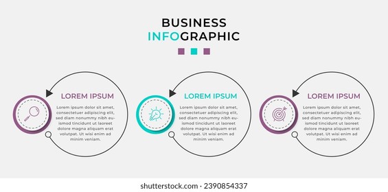 Geschäftsvorlage für Vektorgrafik-Design mit Symbolen und 3 Optionen oder Schritten, quadratisches Design oder Diagramm