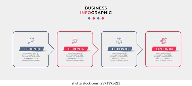 Vector Infographic design business template with icons and 4 options or steps. quare design or diagram