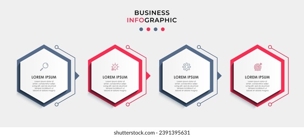 Vector Infografik Design Business Template mit Symbolen und 4 Optionen oder Schritten. quare Konstruktion oder Diagramm