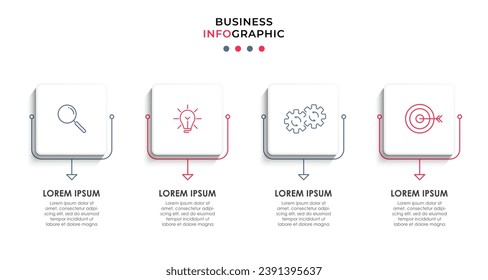 Vector Infografik Design Business Template mit Symbolen und 4 Optionen oder Schritten. quare Konstruktion oder Diagramm