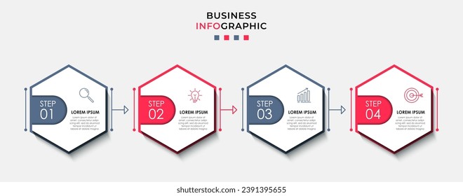 Vector Infographic design business template with icons and 4 options or steps. quare design or diagram