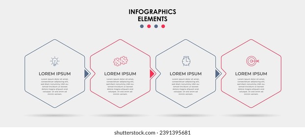 Plantilla de negocio de diseño de infografía vectorial con iconos y 4 opciones o pasos. Diseño cuadrado o diagrama