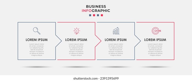 Vector Infografik Design Business Template mit Symbolen und 4 Optionen oder Schritten. quare Konstruktion oder Diagramm