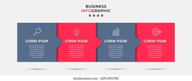 Vector Infografik Design Business Template mit Symbolen und 4 Optionen oder Schritten. quare Konstruktion oder Diagramm