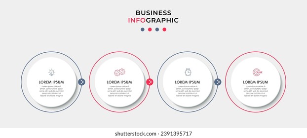 Plantilla de negocio de diseño de infografía vectorial con iconos y 4 opciones o pasos. Diseño cuadrado o diagrama