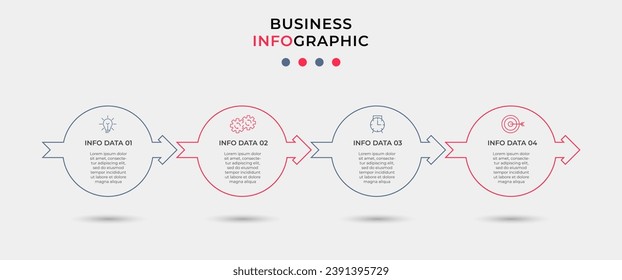 Vector Infografik Design Business Template mit Symbolen und 4 Optionen oder Schritten. quare Konstruktion oder Diagramm