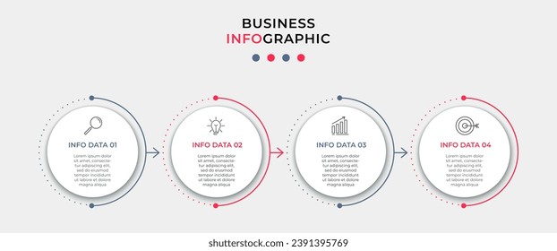 Plantilla de negocio de diseño de infografía vectorial con iconos y 4 opciones o pasos. Diseño cuadrado o diagrama