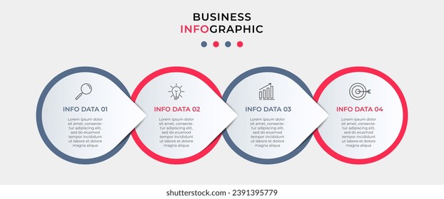 Vector Infografik Design Business Template mit Symbolen und 4 Optionen oder Schritten. quare Konstruktion oder Diagramm
