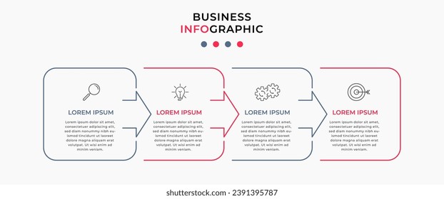 Plantilla de negocio de diseño de infografía vectorial con iconos y 4 opciones o pasos. Diseño cuadrado o diagrama