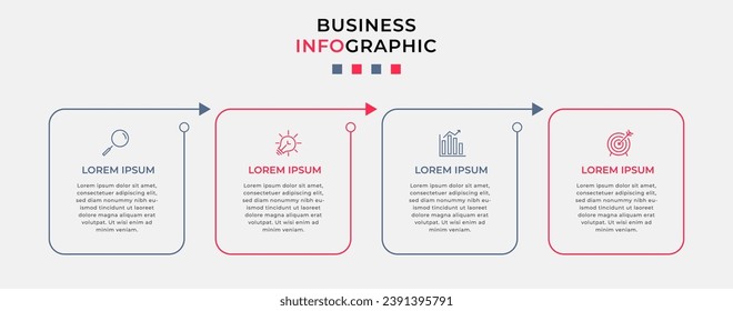 Vector Infographic design business template with icons and 4 options or steps. quare design or diagram