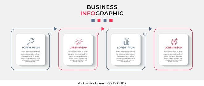 Vector Infografik Design Business Template mit Symbolen und 4 Optionen oder Schritten. quare Konstruktion oder Diagramm