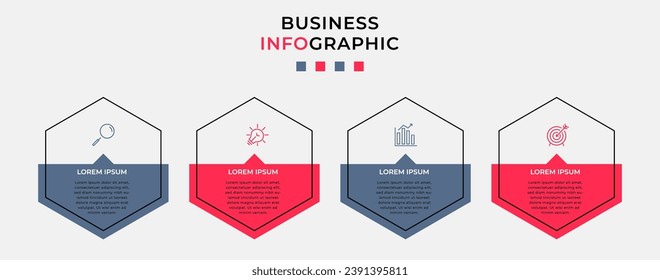 Vector Infographic design business template with icons and 4 options or steps. quare design or diagram