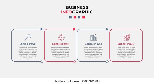 Vector Infographic design business template with icons and 4 options or steps. quare design or diagram