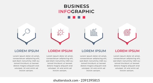 Vector Infographic design business template with icons and 4 options or steps. quare design or diagram