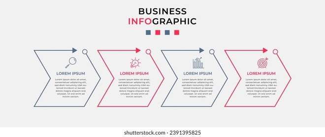 Vector Infographic design business template with icons and 4 options or steps. quare design or diagram