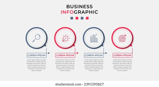 Plantilla de negocio de diseño de infografía vectorial con iconos y 4 opciones o pasos. Diseño cuadrado o diagrama