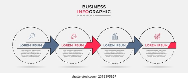 Plantilla de negocio de diseño de infografía vectorial con iconos y 4 opciones o pasos. Diseño cuadrado o diagrama