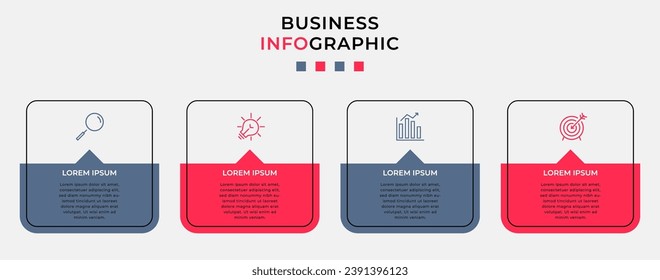 Vector Infographic design business template with icons and 4 options or steps. square design or diagram