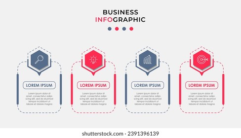 Vector Infographic design business template with icons and 4 options or steps. square design or diagram