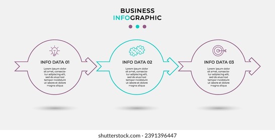 Plantilla de negocio de diseño de infografía vectorial con iconos y 3 opciones o pasos. diseño cuadrado o diagrama