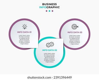 Vector Infographic design business template with icons and 3 options or steps. square design or diagram