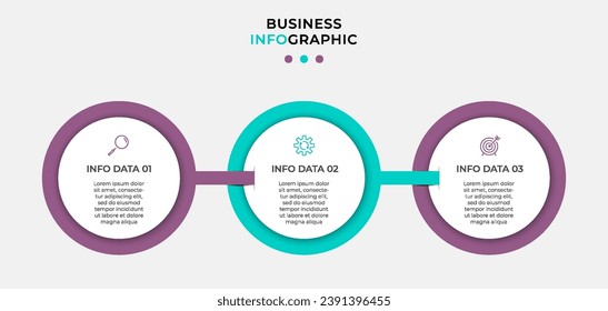 Vector Infografik Design Business Template mit Symbolen und 3 Optionen oder Schritten. quadratisches Design oder Diagramm