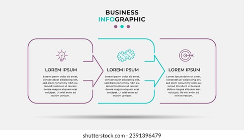 Vector Infografik Design Business Template mit Symbolen und 3 Optionen oder Schritten. quadratisches Design oder Diagramm