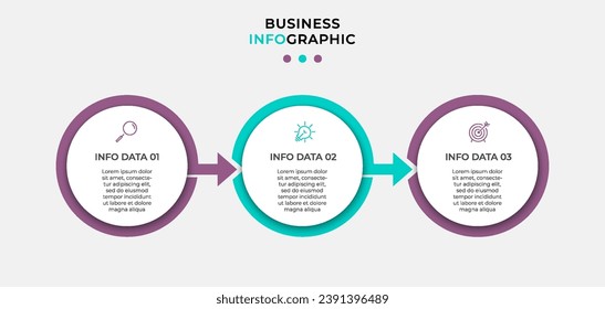 Vector Infografik Design Business Template mit Symbolen und 3 Optionen oder Schritten. quadratisches Design oder Diagramm