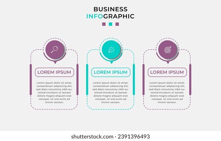 Plantilla de negocio de diseño de infografía vectorial con iconos y 3 opciones o pasos. diseño cuadrado o diagrama