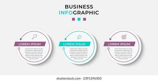 Plantilla de negocio de diseño de infografía vectorial con iconos y 3 opciones o pasos. diseño cuadrado o diagrama