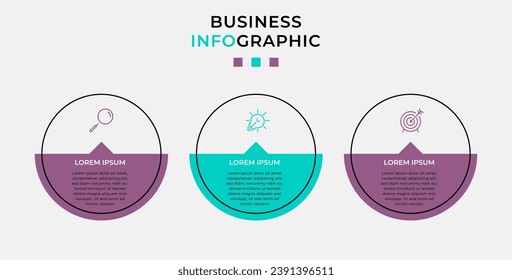 Vector Infographic design business template with icons and 3 options or steps. square design or diagram