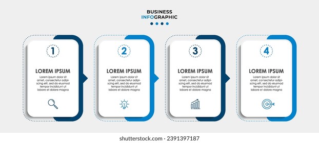 Plantilla de negocio de diseño de infografía vectorial con iconos y 4 opciones o pasos. diseño cuadrado o diagrama