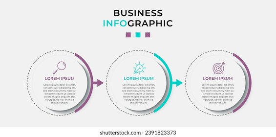 Vector Infographic design business template with icons and 3 options or steps. square design or diagram