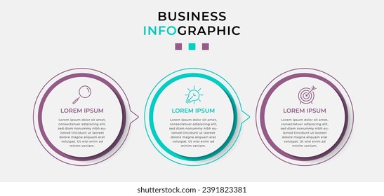 Vector Infografik Design Business Template mit Symbolen und 3 Optionen oder Schritten. quadratisches Design oder Diagramm