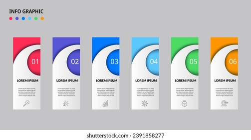Vector Infographic design business template with icons and 6 options or steps. Can be used for process diagram, presentations, workflow layout, banner, flow chart, info graph