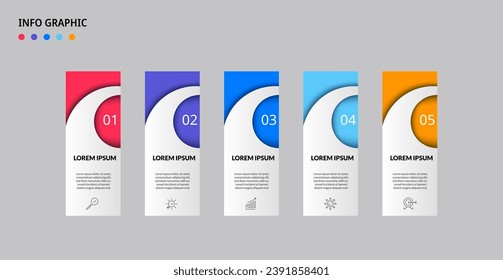 Plantilla de negocio de diseño de infografía vectorial con iconos y 5 opciones o pasos. diseño cuadrado o diagrama