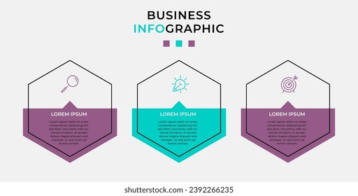 Vector Infographic design business template with icons and 3 options or steps. Can be used for process diagram, presentations, workflow layout, banner, flow chart, info graph