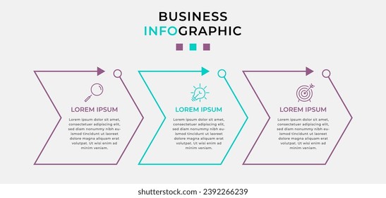 Vector Infographic design business template with icons and 3 options or steps. Can be used for process diagram, presentations, workflow layout, banner, flow chart, info graph