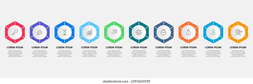 Vector Infographic design business template with icons and 10 options or steps. square design or diagram