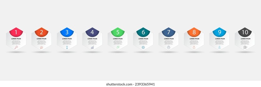 Vector Infographic design business template with icons and 10 options or steps. square design or diagram
