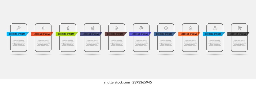 Vector Infographic design plantilla de negocio con iconos y 10 opciones o pasos. diseño cuadrado o diagrama