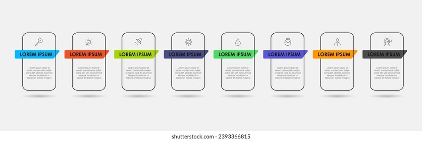 Vector Infographic design business template with icons and 8 options or steps. square design or diagram