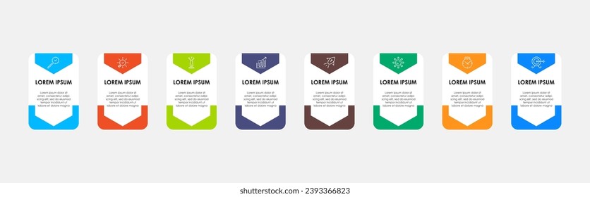 Vector Infografik Design Business Template mit Symbolen und 8 Optionen oder Schritten. quadratisches Design oder Diagramm