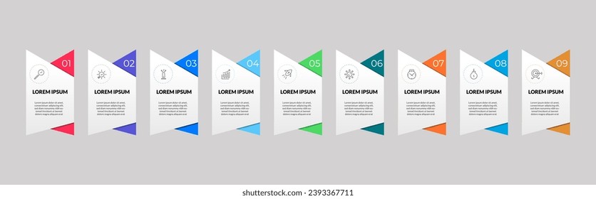 Plantilla de negocio de diseño de infografía vectorial con iconos y 9 opciones o pasos. diseño cuadrado o diagrama
