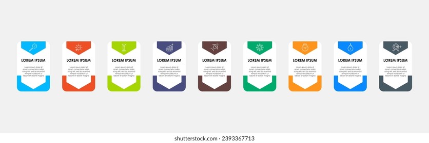 Plantilla de negocio de diseño de infografía vectorial con iconos y 9 opciones o pasos. diseño cuadrado o diagrama