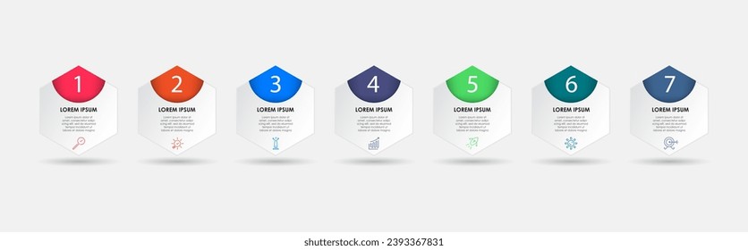 Vector Infographic design business template with icons and 7 options or steps. square design or diagram