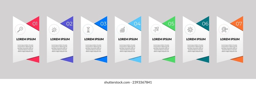 Vector Infographic design business template with icons and 7 options or steps. square design or diagram