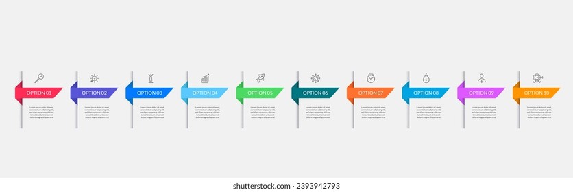 Vector Infographic design plantilla de negocio con iconos y 10 opciones o pasos. diseño cuadrado o diagrama